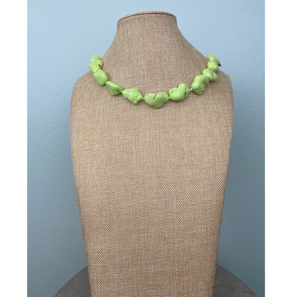 NWOT Green Stone Beads Necklace with Earrings